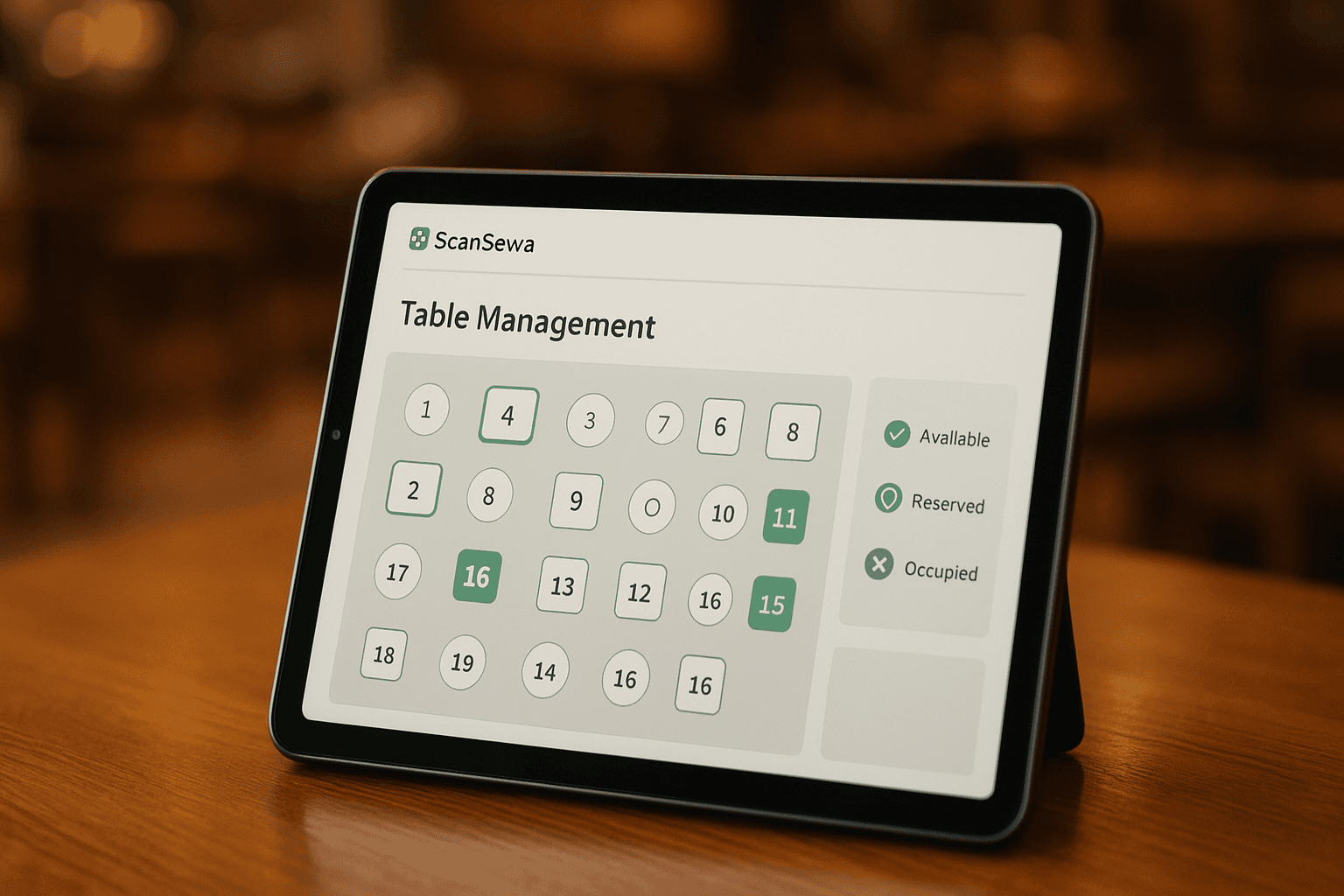ScanSewa's visual table management system on a tablet